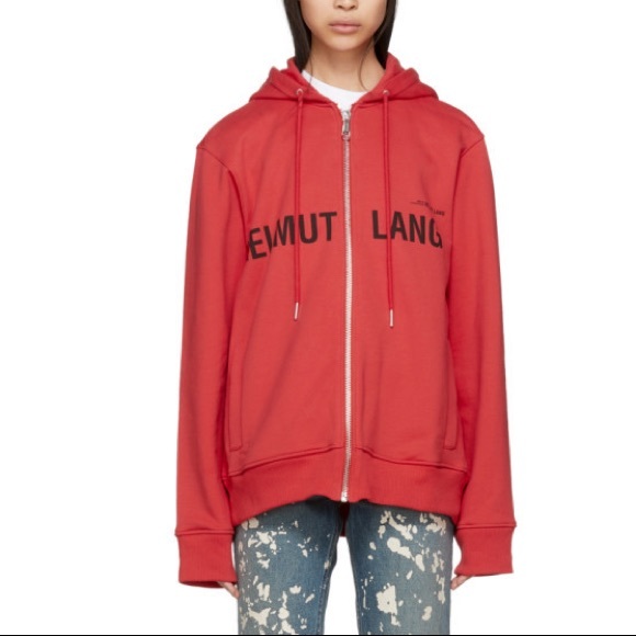 Helmut Lang Sweaters - ＨＥＬＭＵＴ ＬＡＮＧ Red Campaign Logo Hoodie